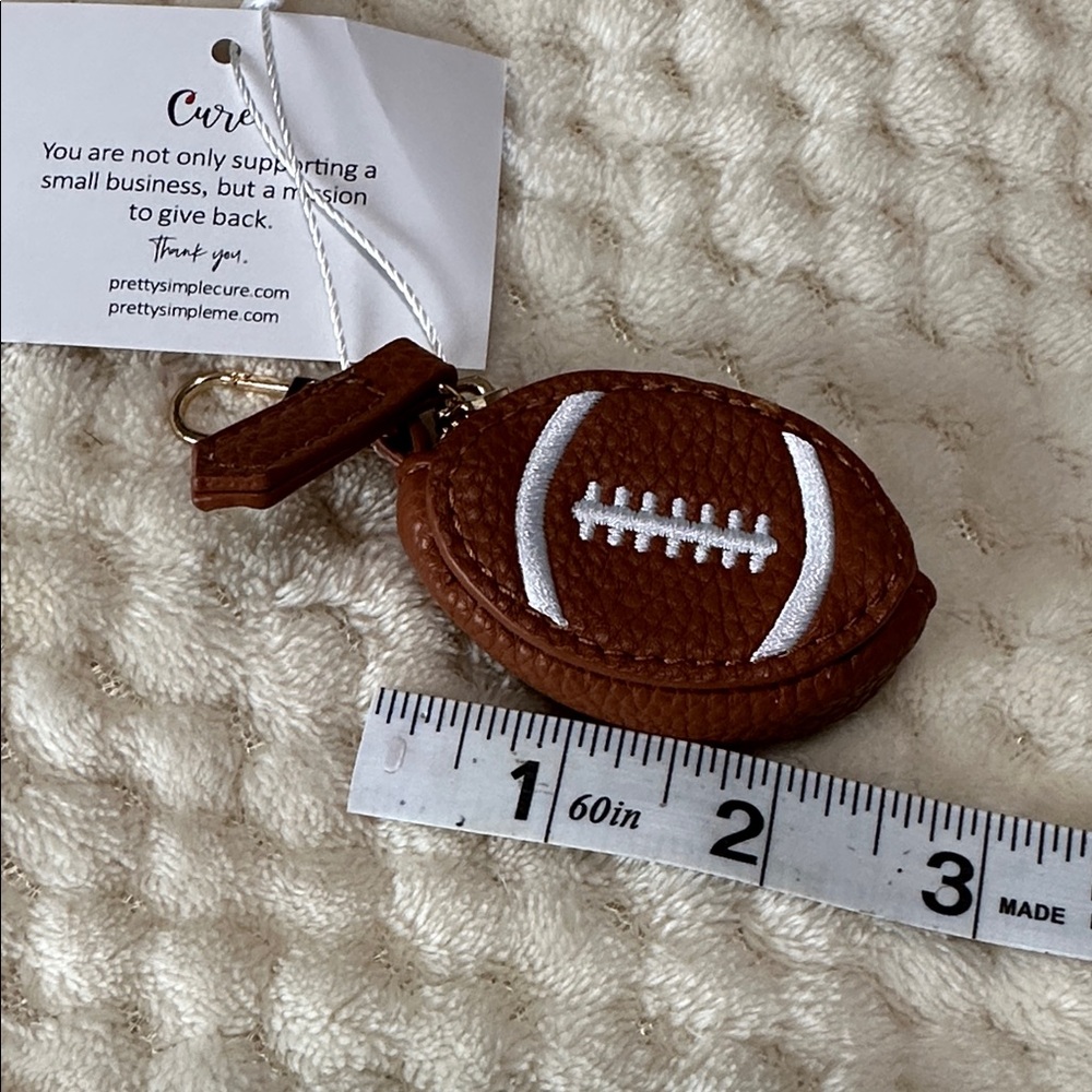 New with tags Football Coin Zip pouch bag charm Keychain dangle - Picture 5 of 5